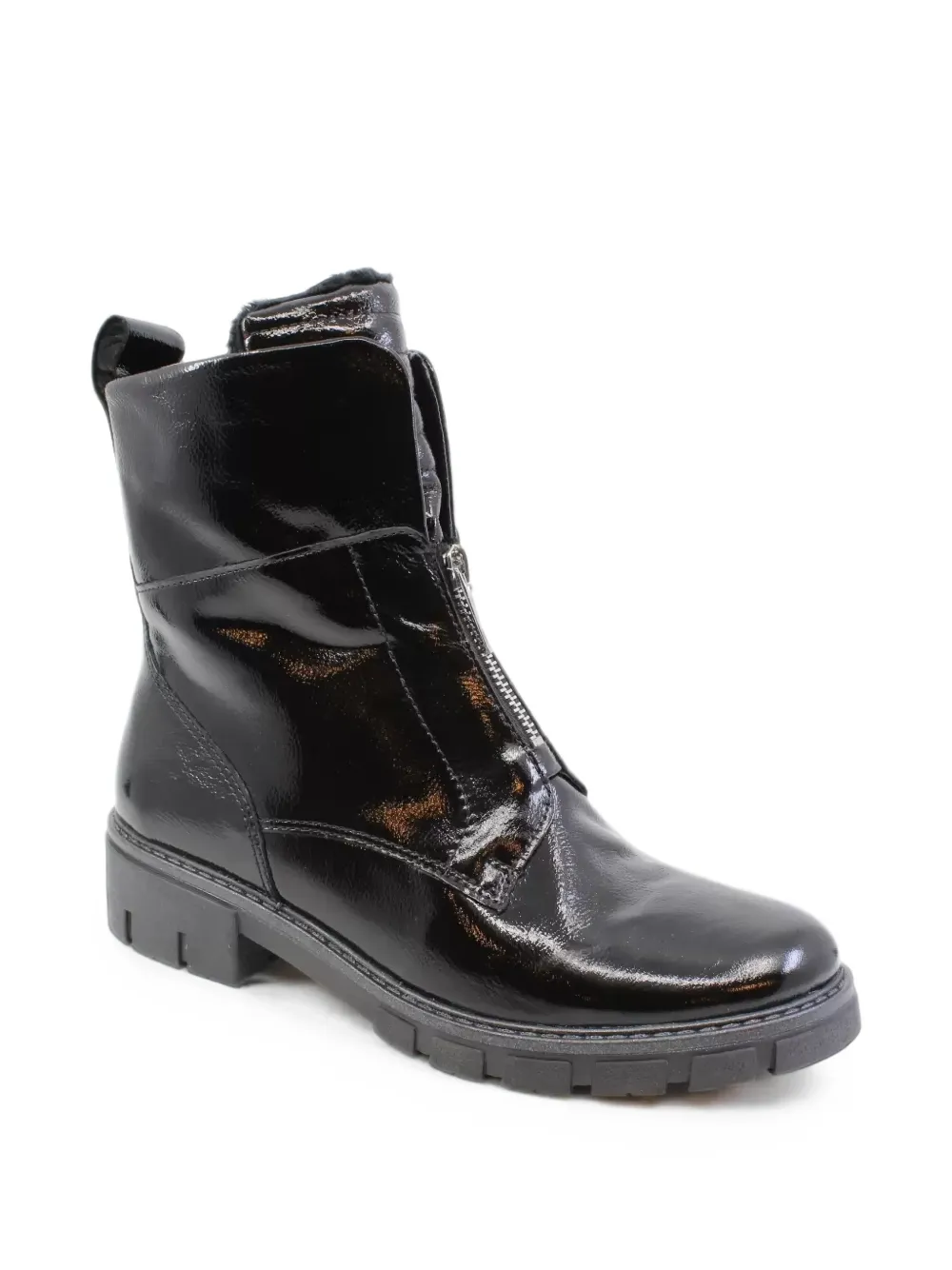 ARA patent-finish zip-front ankle boots Zwart