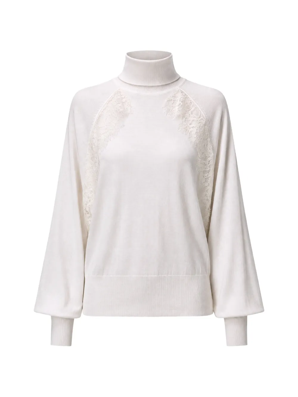 LIU JO lace-trim roll-neck sweater - Bianco