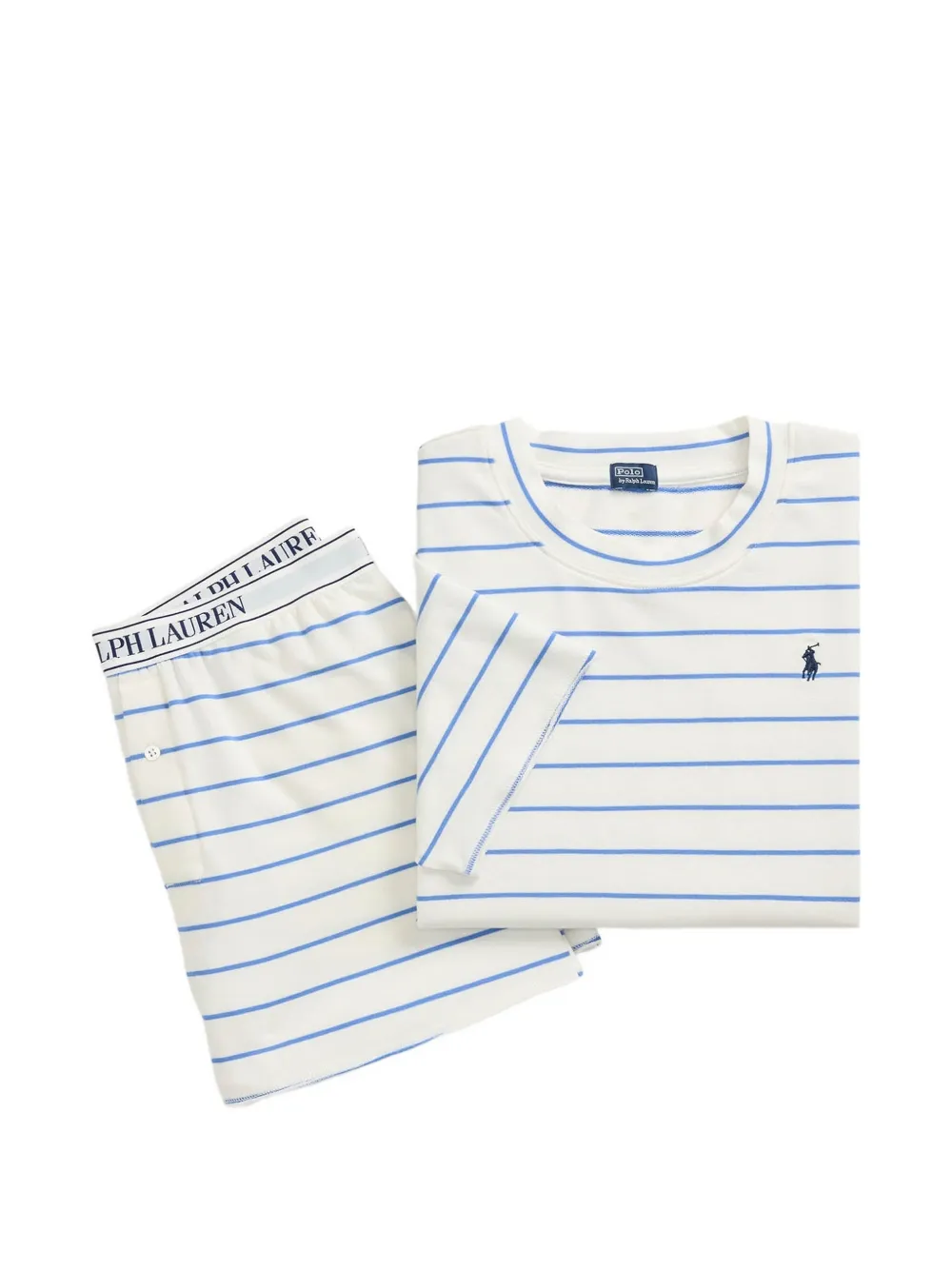 Polo Ralph Lauren striped logo-waistband pajamas set - Weiß
