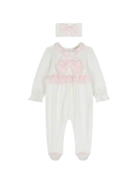 CACHAREL KIDS bow-detail ruffled sleepsuit