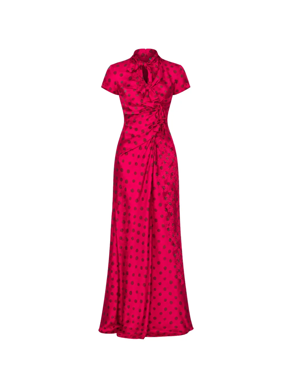 Saloni Kelly polka-dot jacquard maxi dress - Red