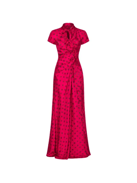 Saloni Kelly polka-dot jacquard maxi dress
