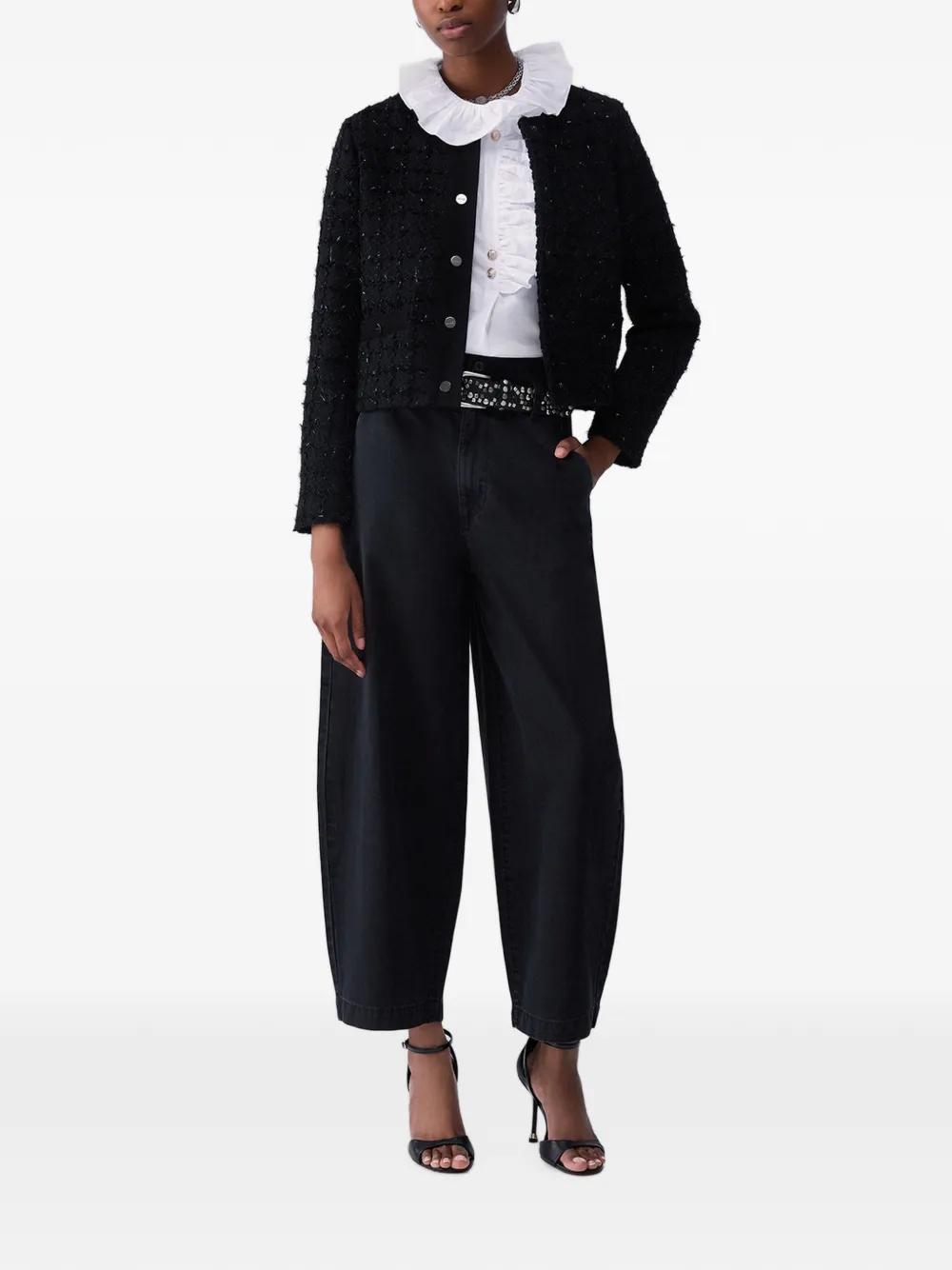 LIU JO Broek met geborduurde riem Zwart