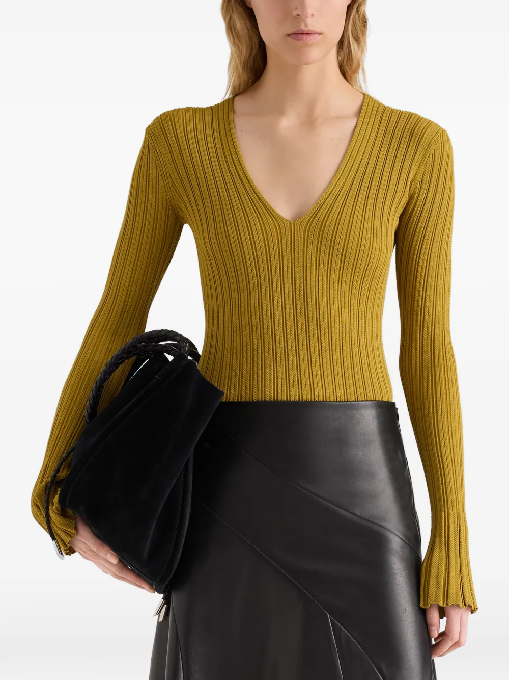 Proenza Schouler Roux top in viscose silk rib Goud