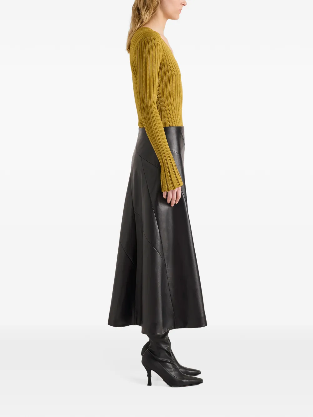 Proenza Schouler Roux top in viscose silk rib Goud