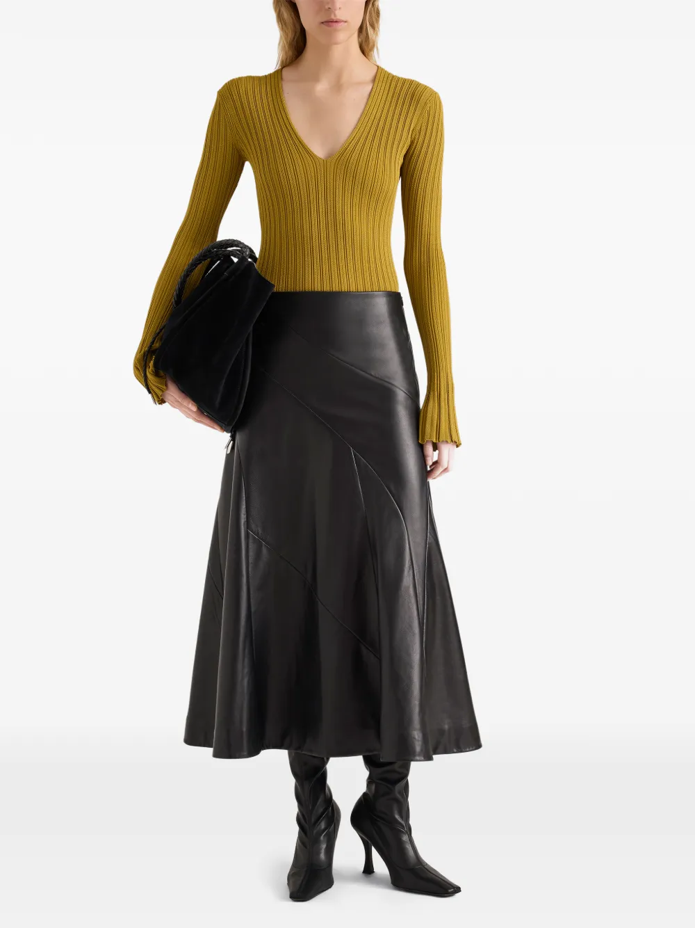 Proenza Schouler Roux top in viscose silk rib Goud
