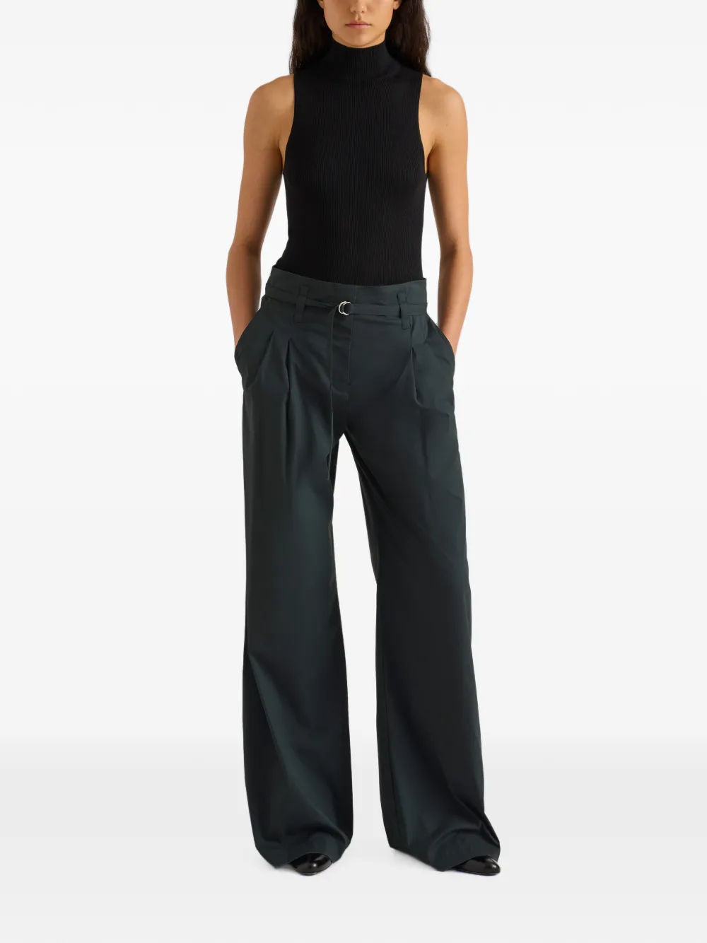 Proenza Schouler White Label Raver plooibroek met ceintuur Groen