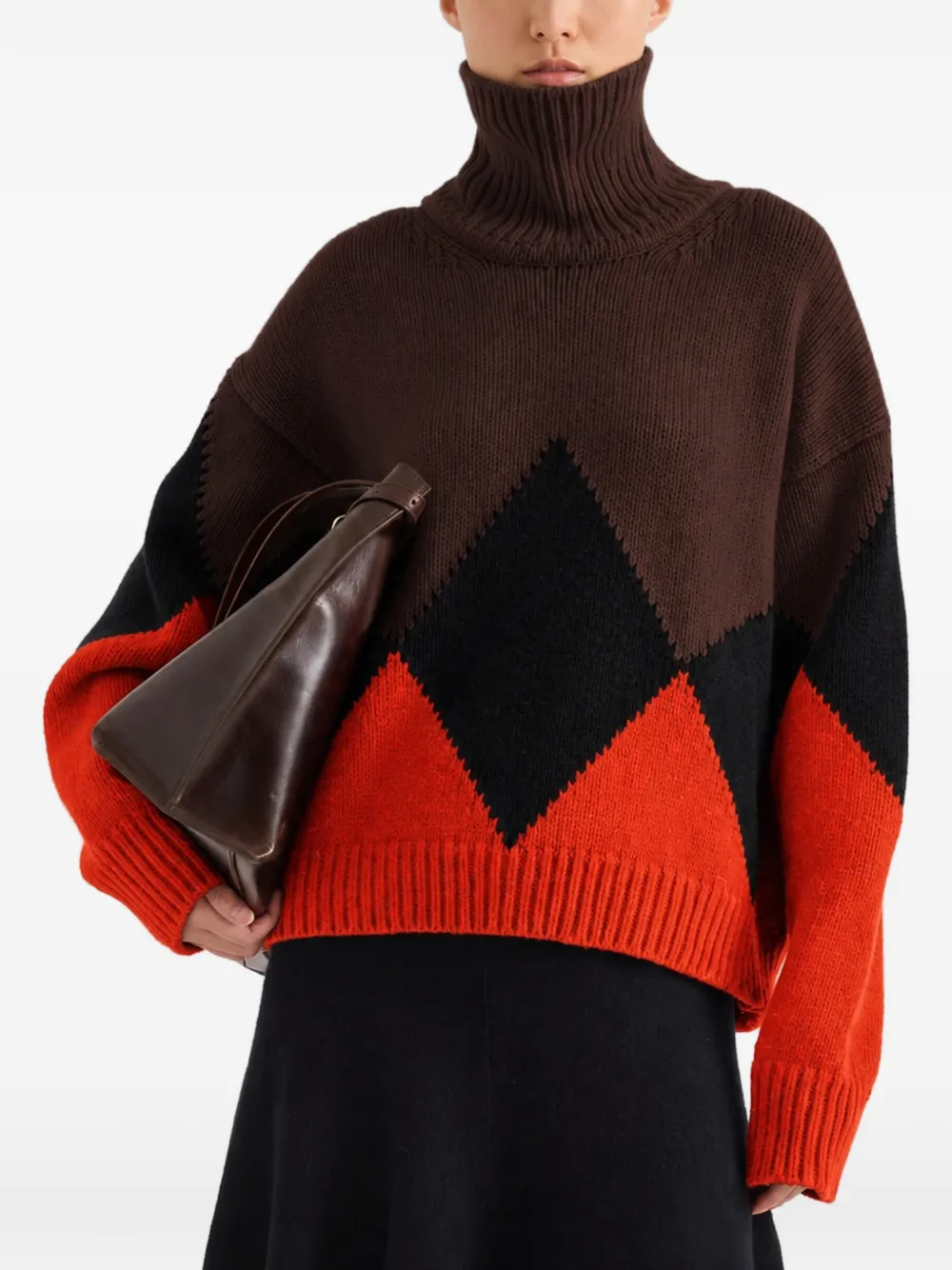 Proenza Schouler Oren intarsia turtleneck in cashmere wool Bruin
