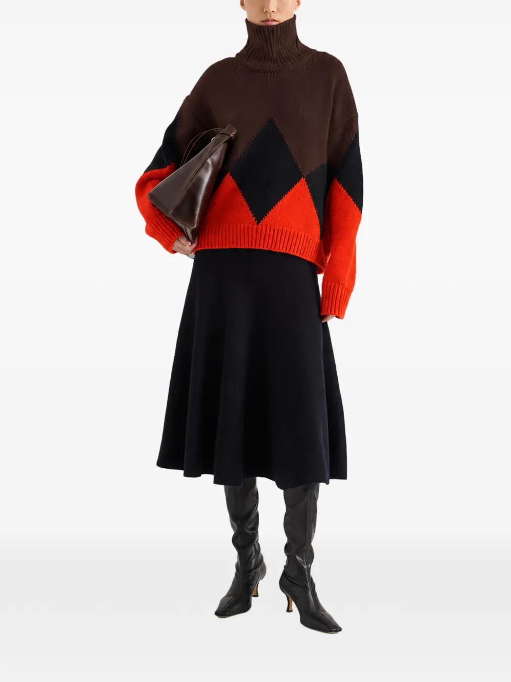 Proenza Schouler Oren intarsia turtleneck in cashmere wool Bruin