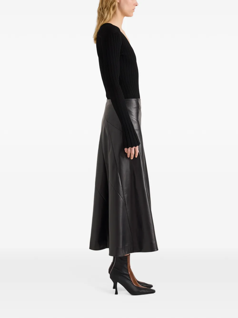 Proenza Schouler Roux top in viscose silk rib Zwart