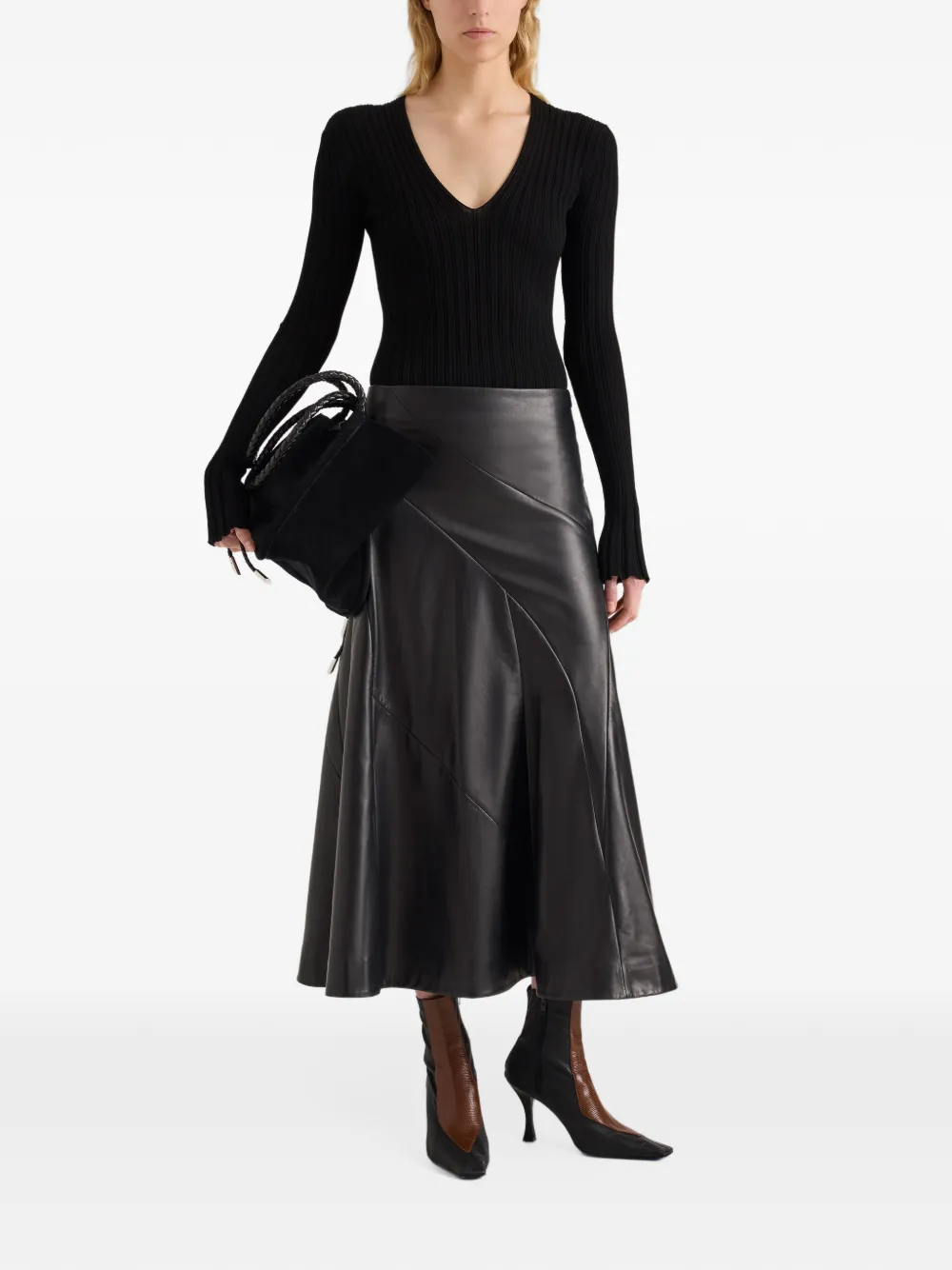 Proenza Schouler Roux top in viscose silk rib Zwart