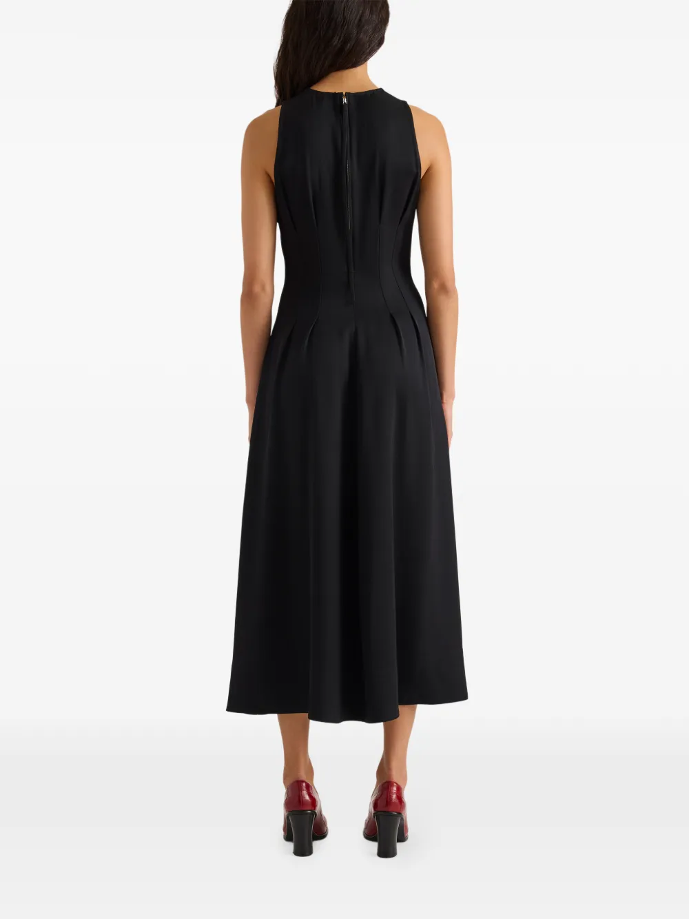Proenza Schouler White Label Bronwyn pleated midi dress Zwart