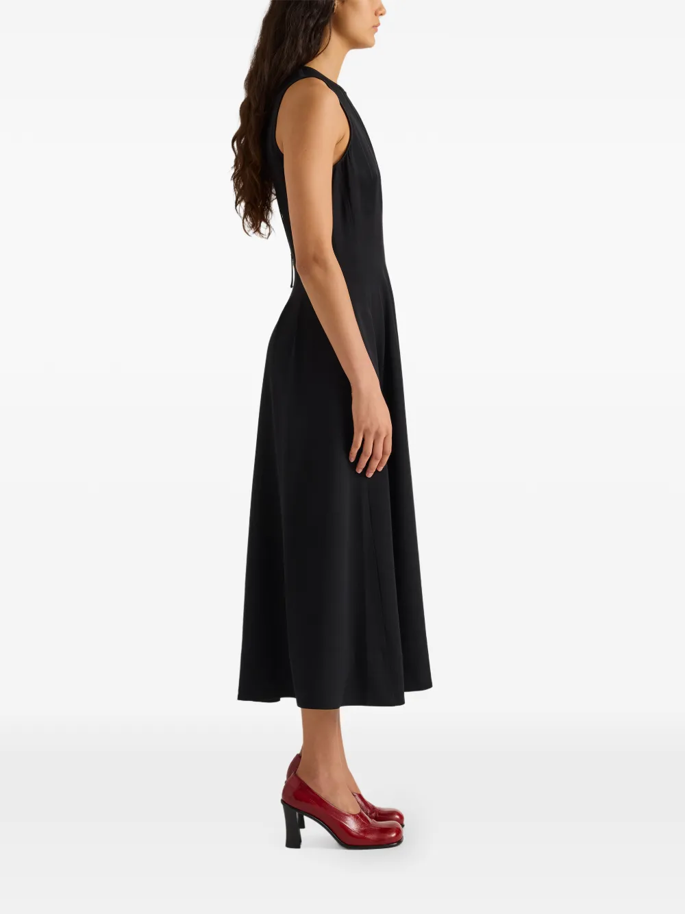 Proenza Schouler White Label Bronwyn pleated midi dress Zwart