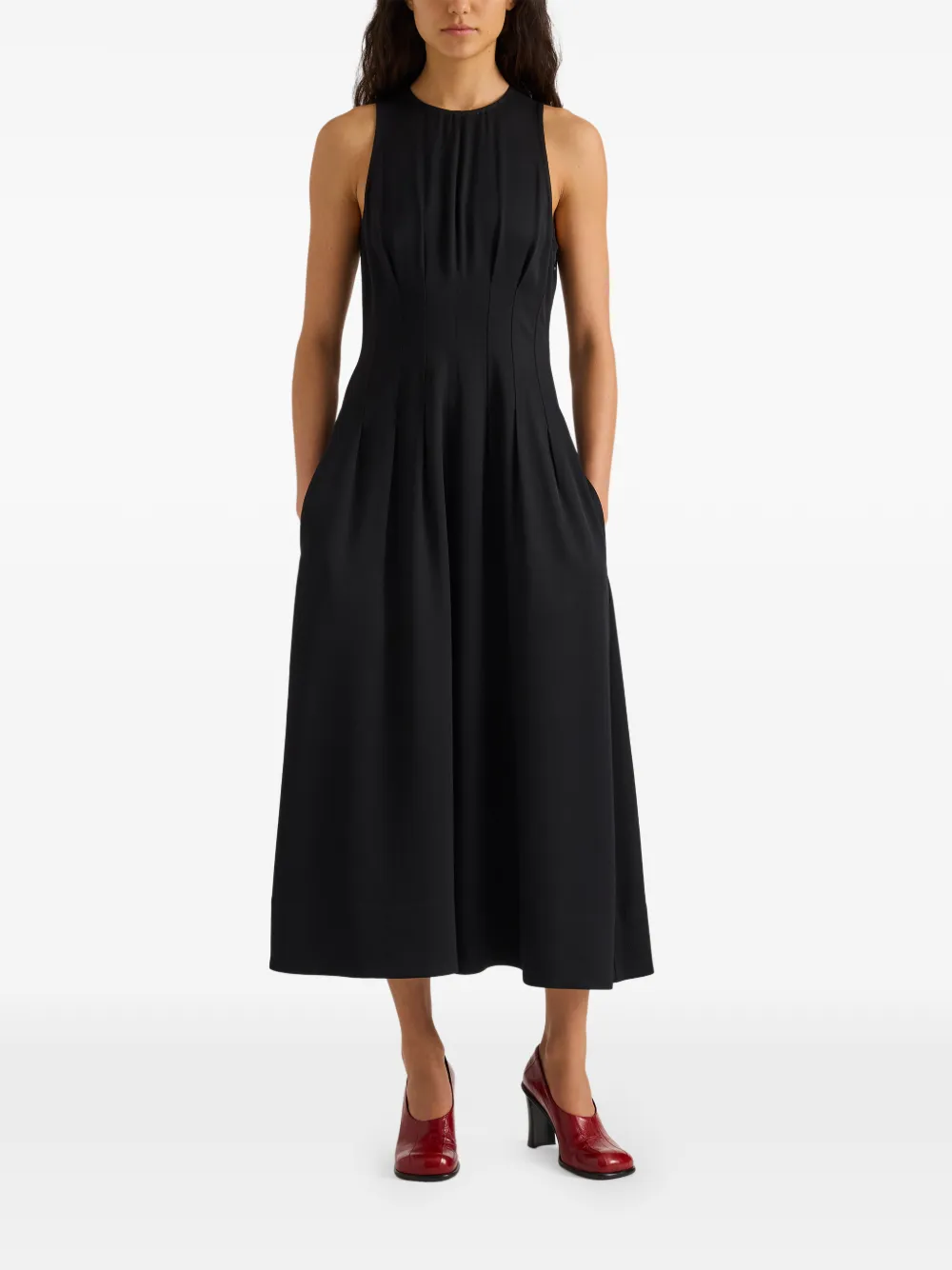 Proenza Schouler White Label Bronwyn pleated midi dress Zwart