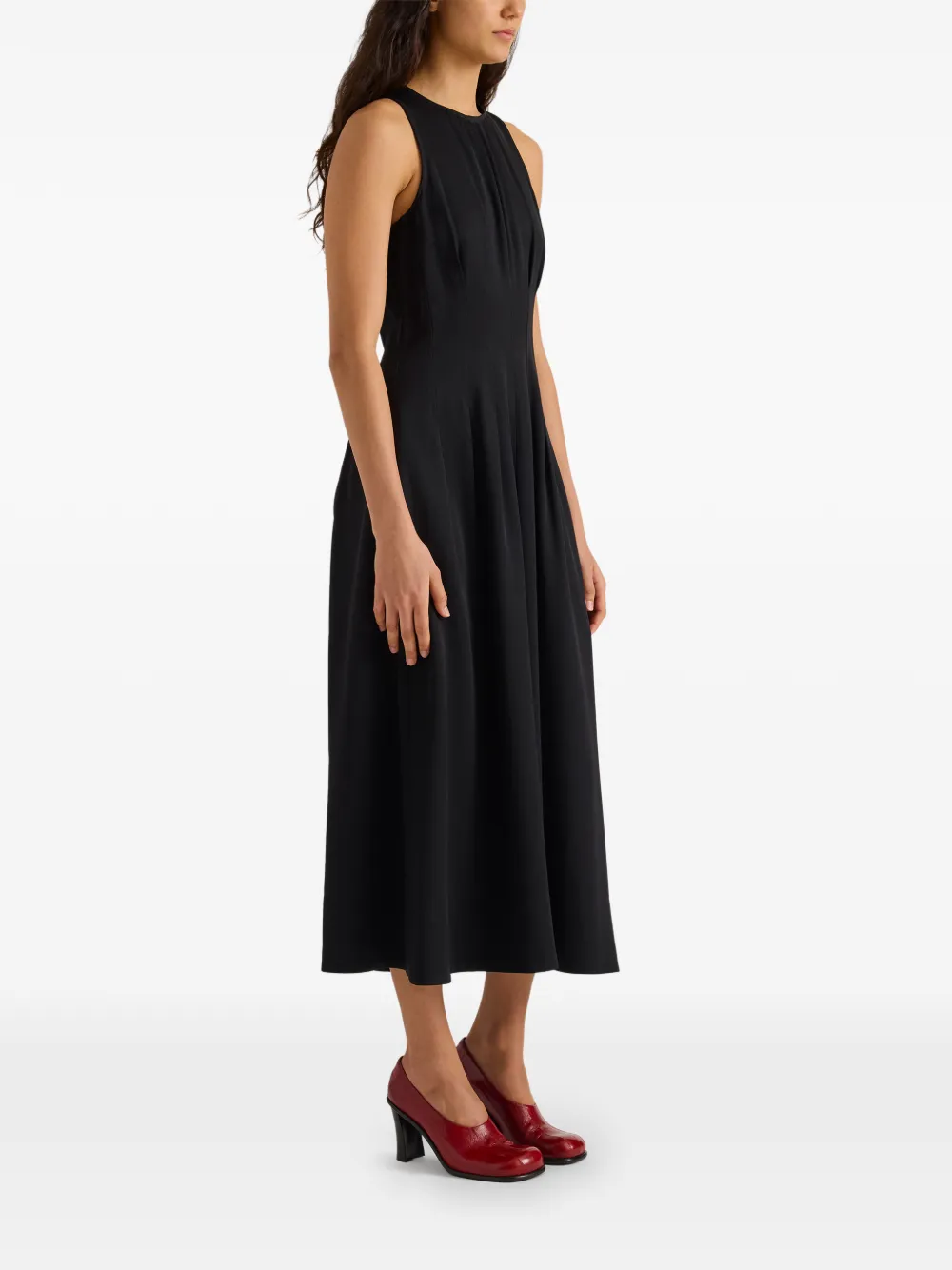 Proenza Schouler White Label Bronwyn pleated midi dress Zwart