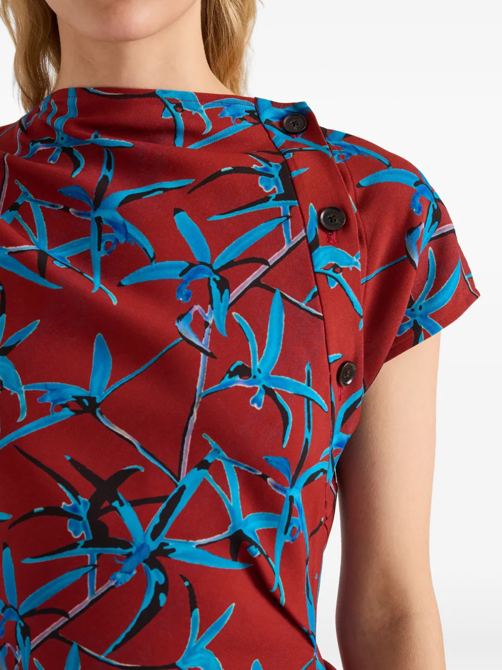 Proenza Schouler Anais stretch cady jurk met print Rood