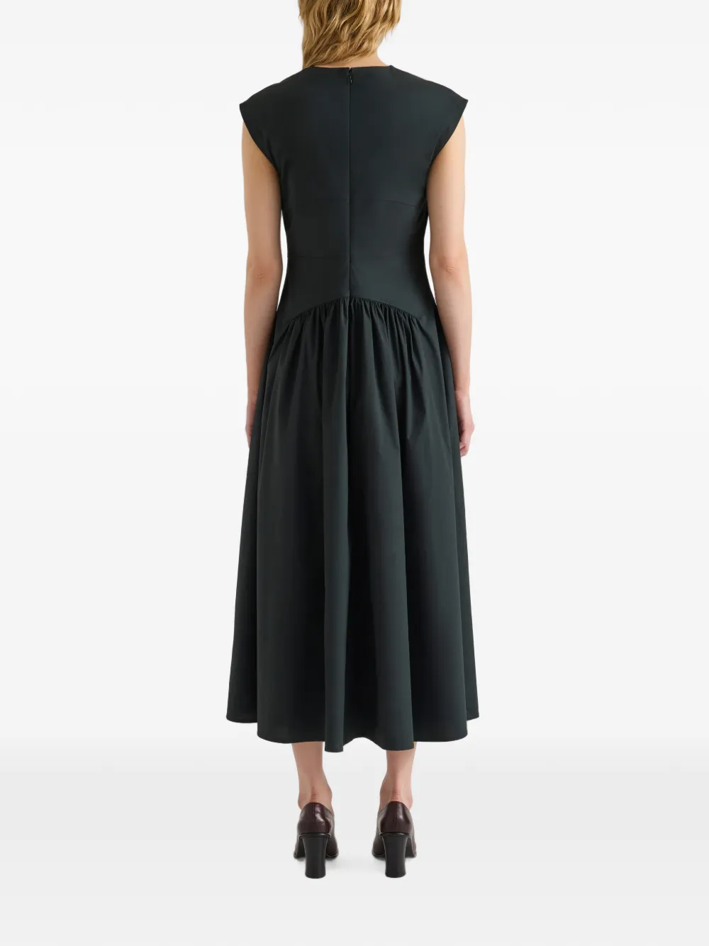 Proenza Schouler White Label Nyssa midi-jurk met gesmockte taille Groen