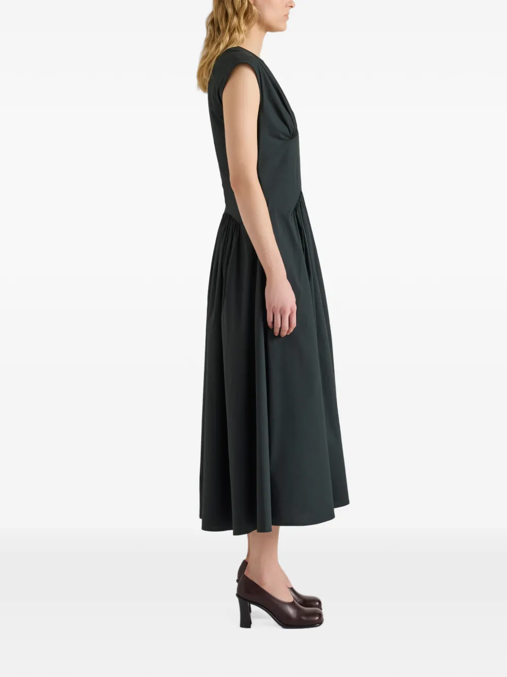 Proenza Schouler White Label Nyssa midi-jurk met gesmockte taille Groen