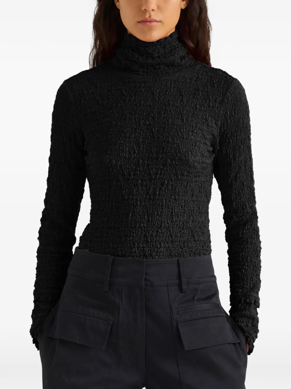 Proenza Schouler White Label Harriet gesmockte top met jacquard Zwart