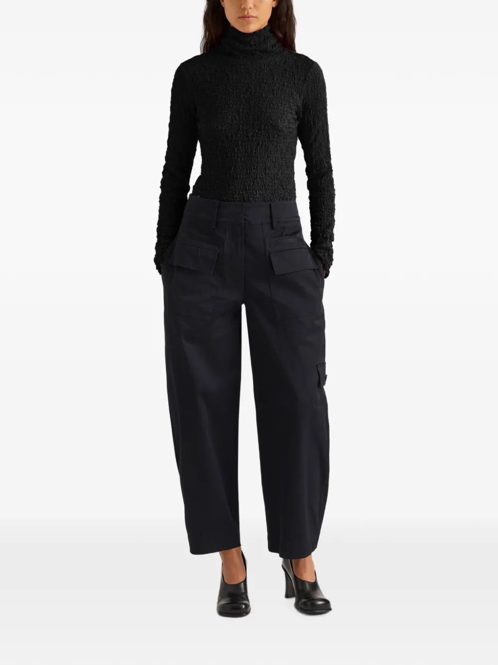 Proenza Schouler White Label Harriet gesmockte top met jacquard Zwart