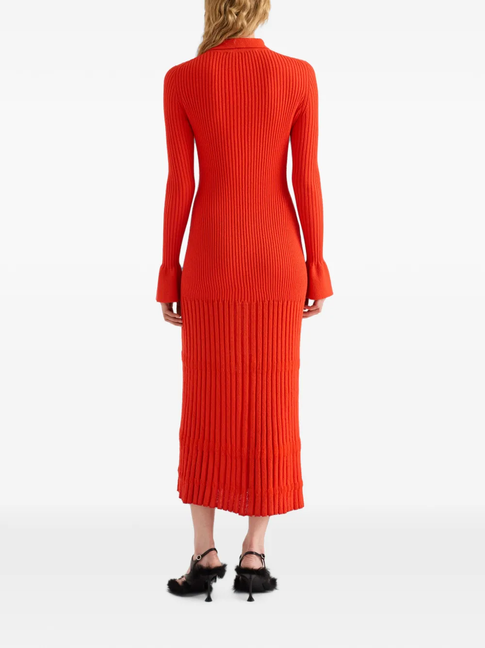 Proenza Schouler Rosario jurk van merinowol met textuur Oranje