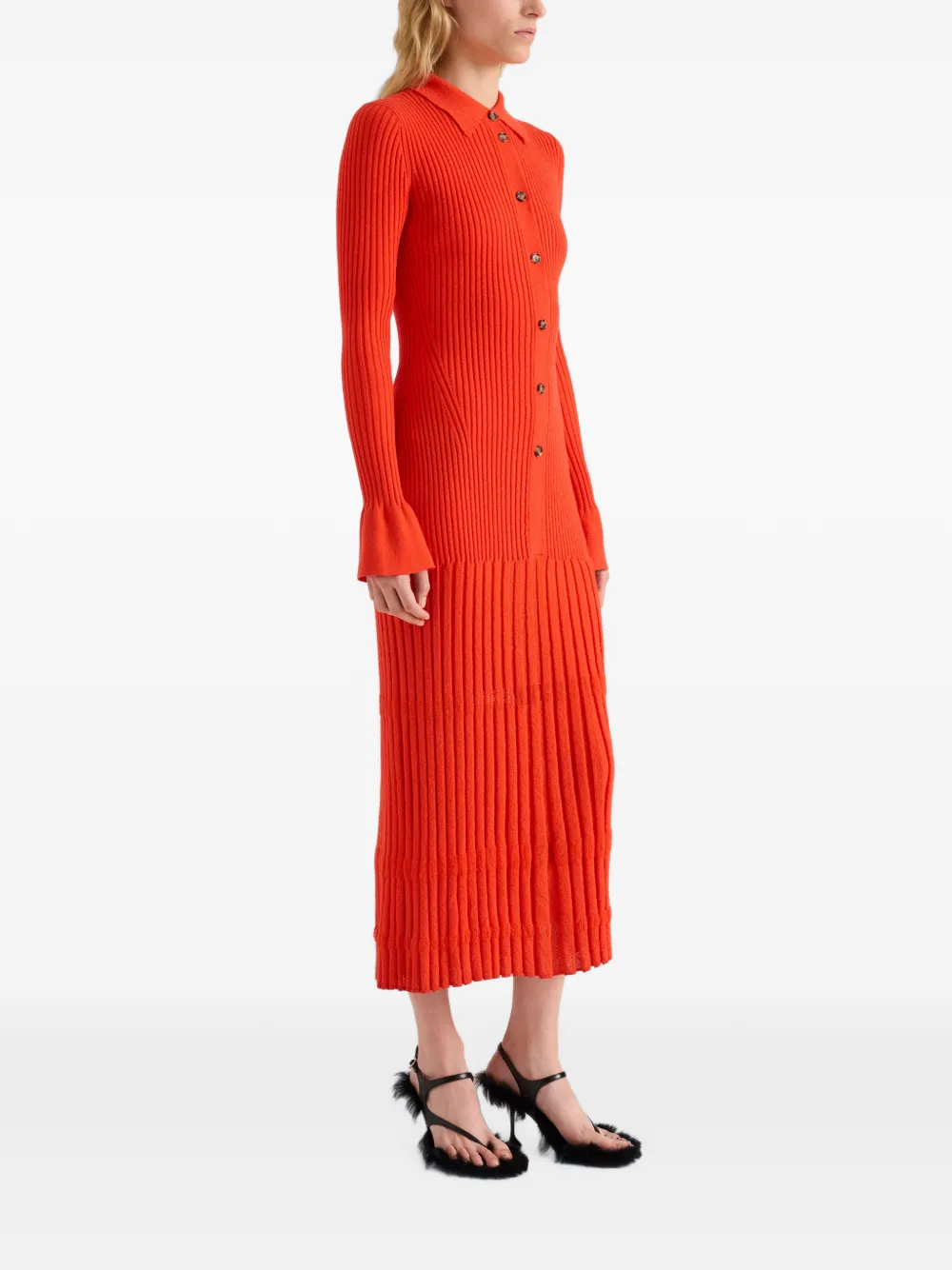 Proenza Schouler Rosario jurk van merinowol met textuur Oranje