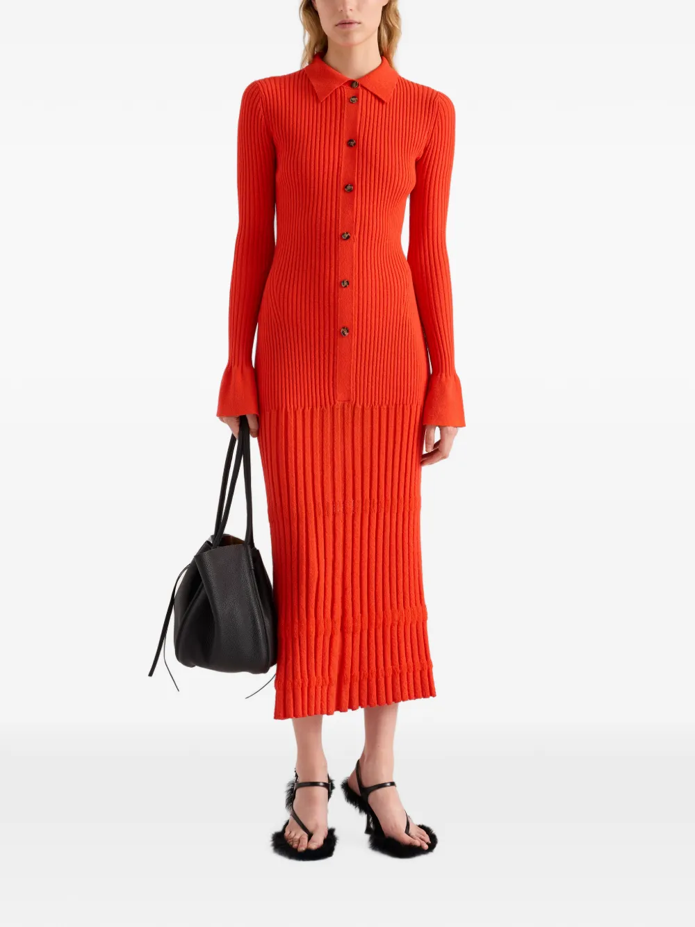 Proenza Schouler Rosario jurk van merinowol met textuur Oranje
