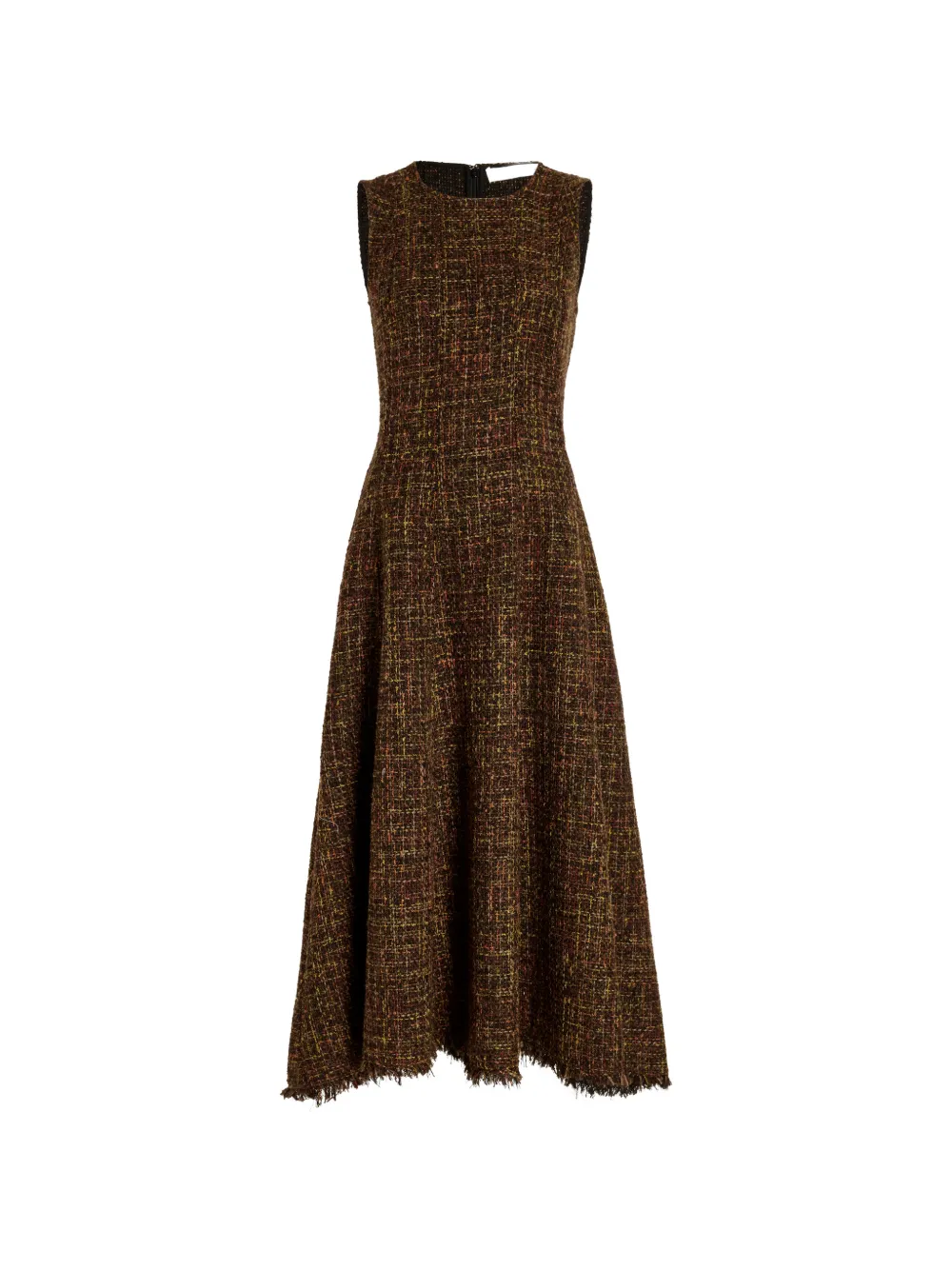 Proenza Schouler White Label Beatrix frayed tweed midi dress - Marrone