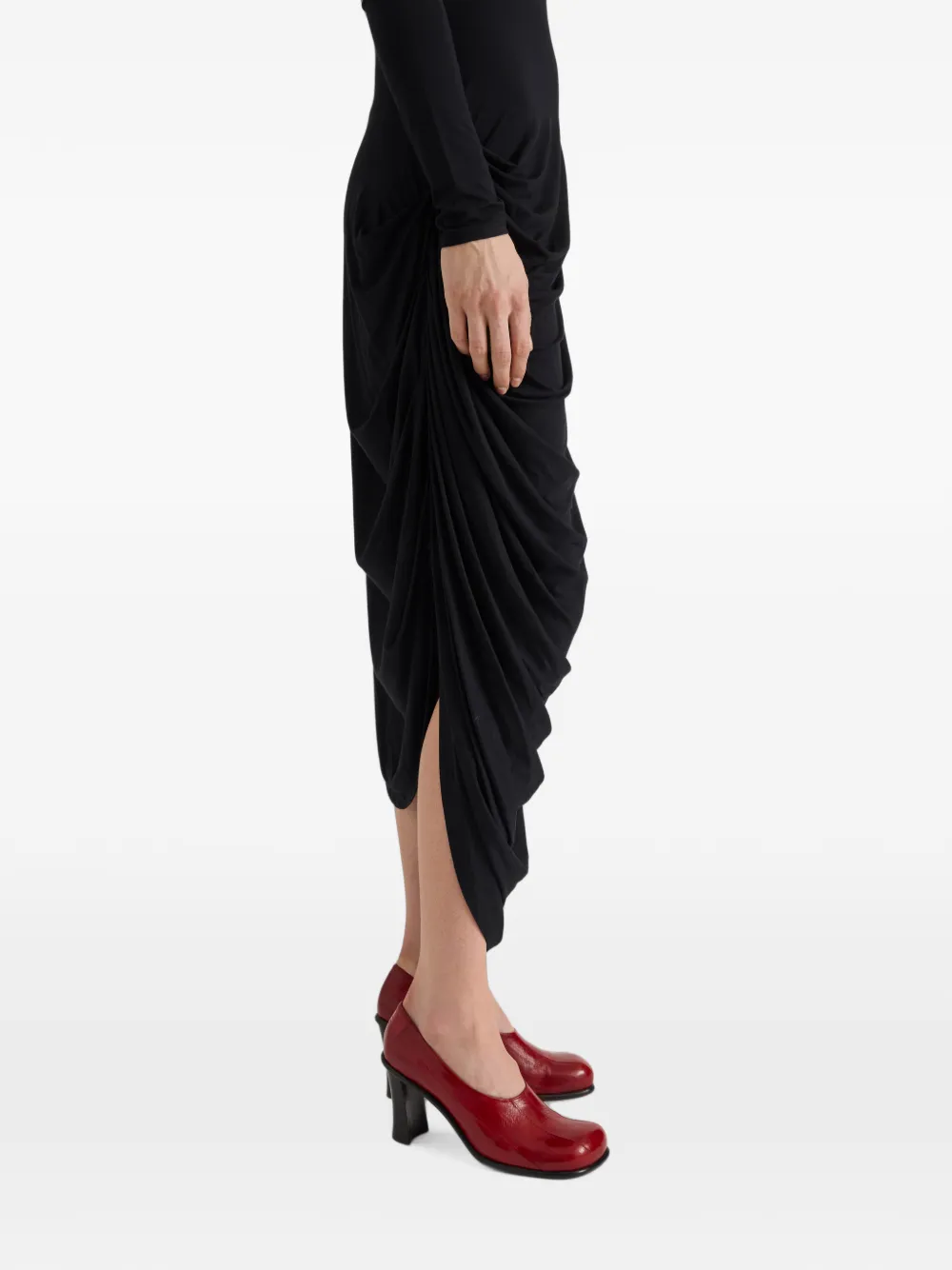 Proenza Schouler White Label Imogen lange jurk met gedrapeerd detail Zwart