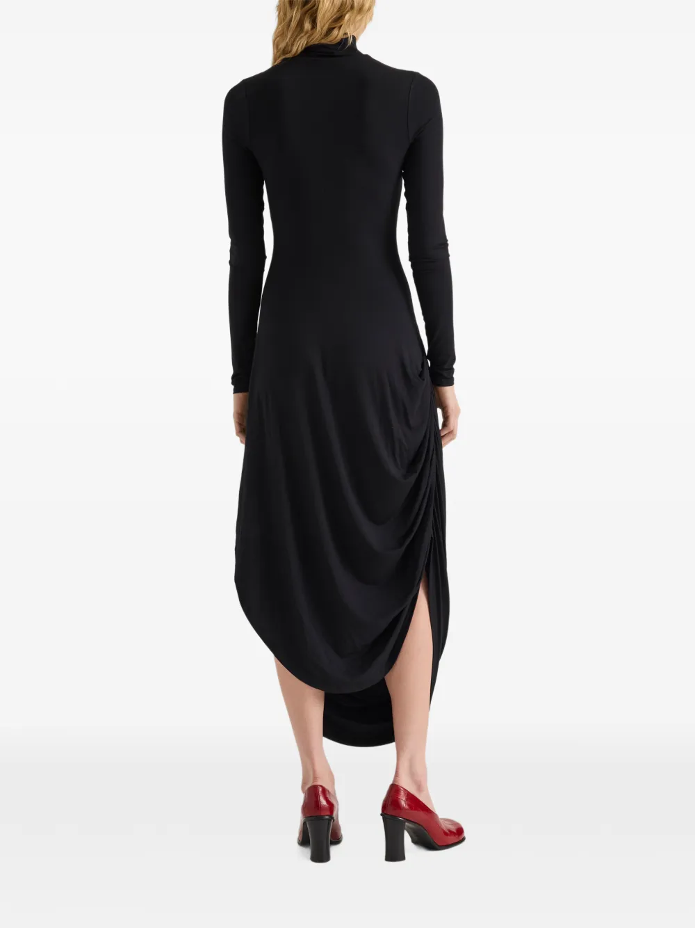 Proenza Schouler White Label Imogen lange jurk met gedrapeerd detail Zwart