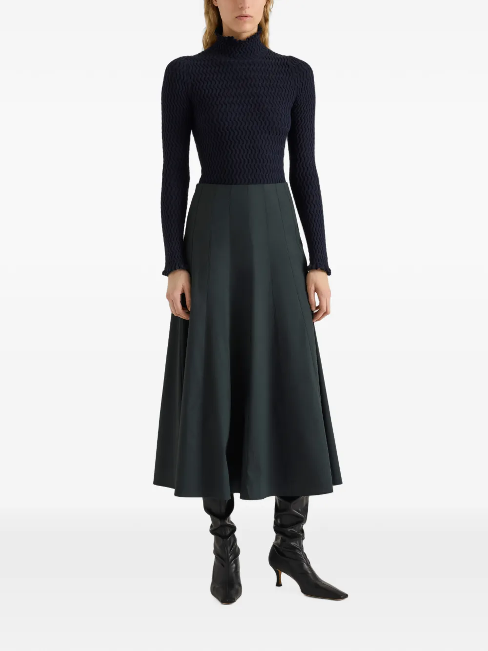 Proenza Schouler White Label Heidi midi-rok met vlakken Groen