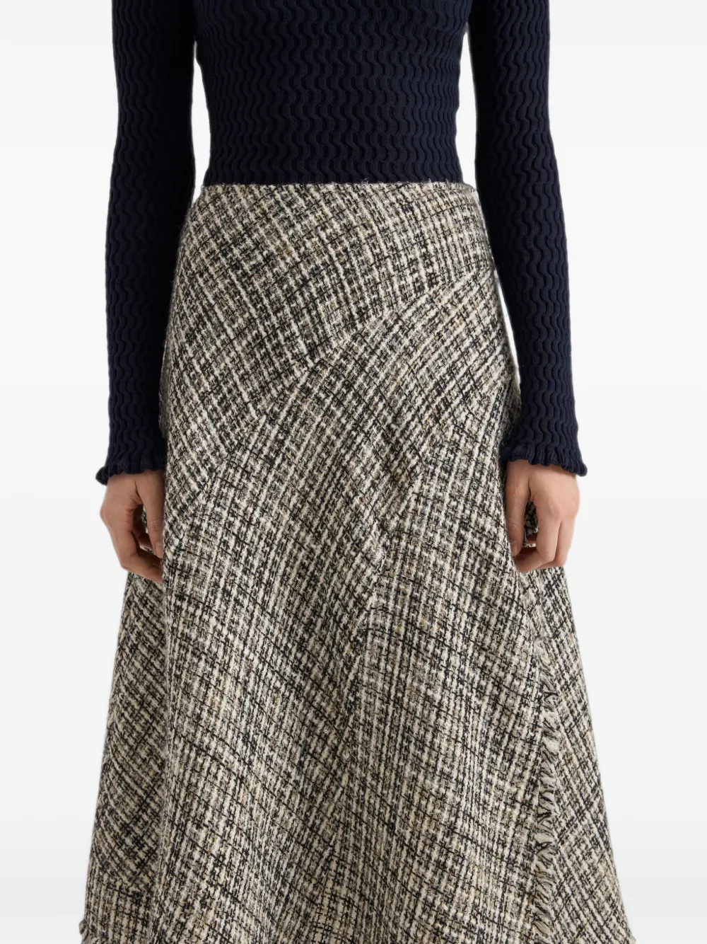 Proenza Schouler White Label Asymmetrische tweed midi-rok Zwart