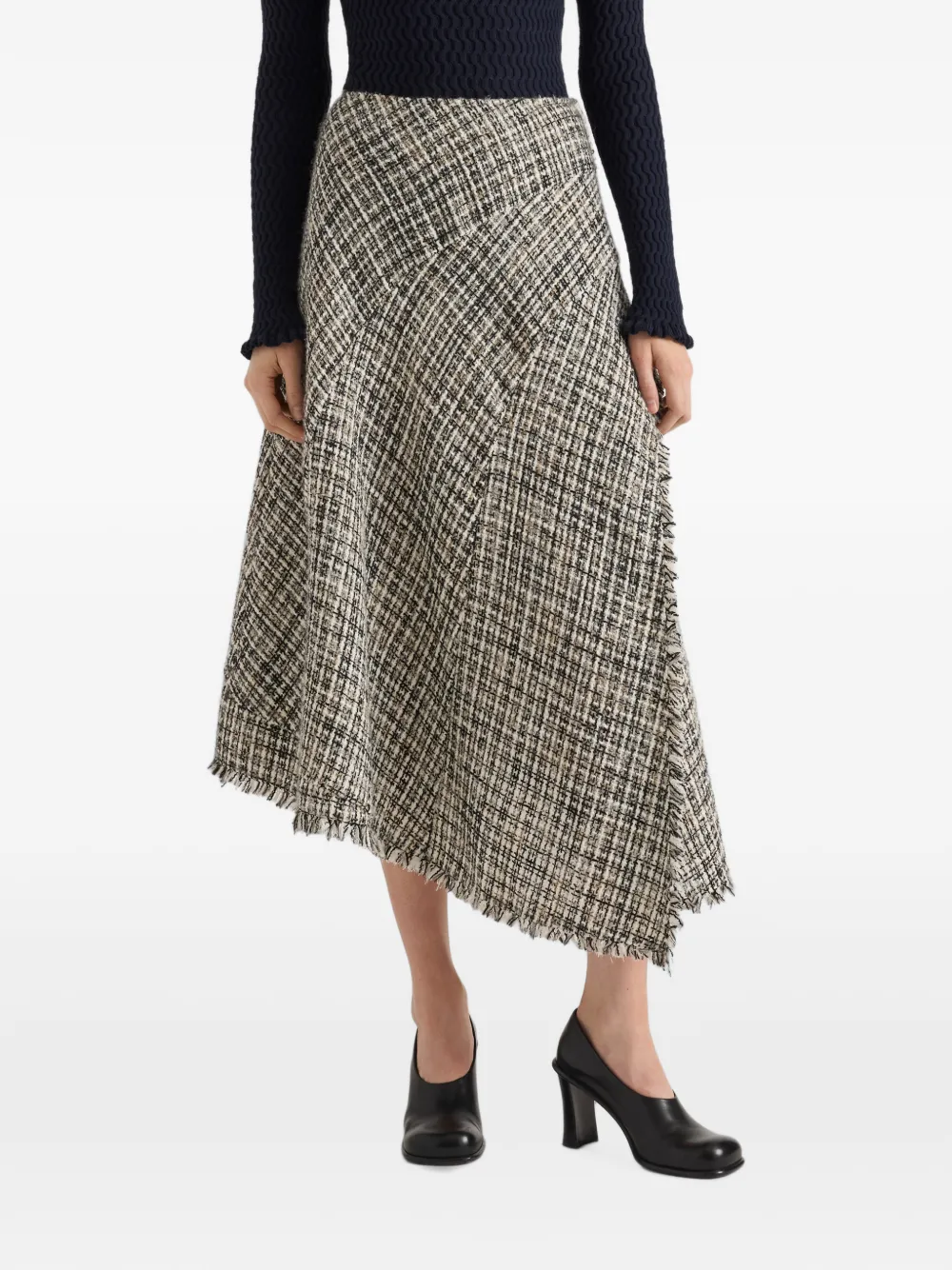 Proenza Schouler White Label Asymmetrische tweed midi-rok Zwart