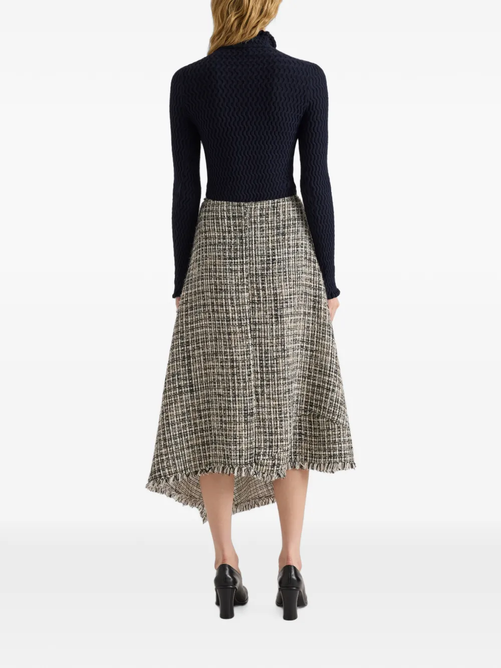 Proenza Schouler White Label Asymmetrische tweed midi-rok Zwart