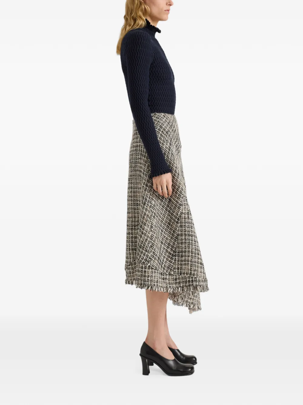 Proenza Schouler White Label Asymmetrische tweed midi-rok Zwart