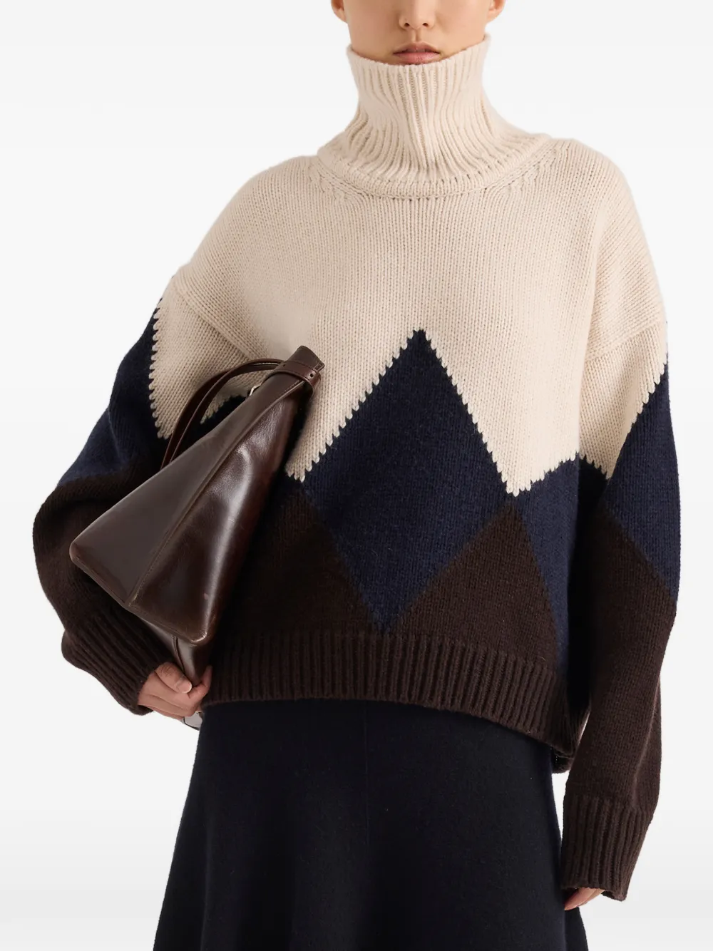 Proenza Schouler Oren intarsia turtleneck in cashmere wool Beige