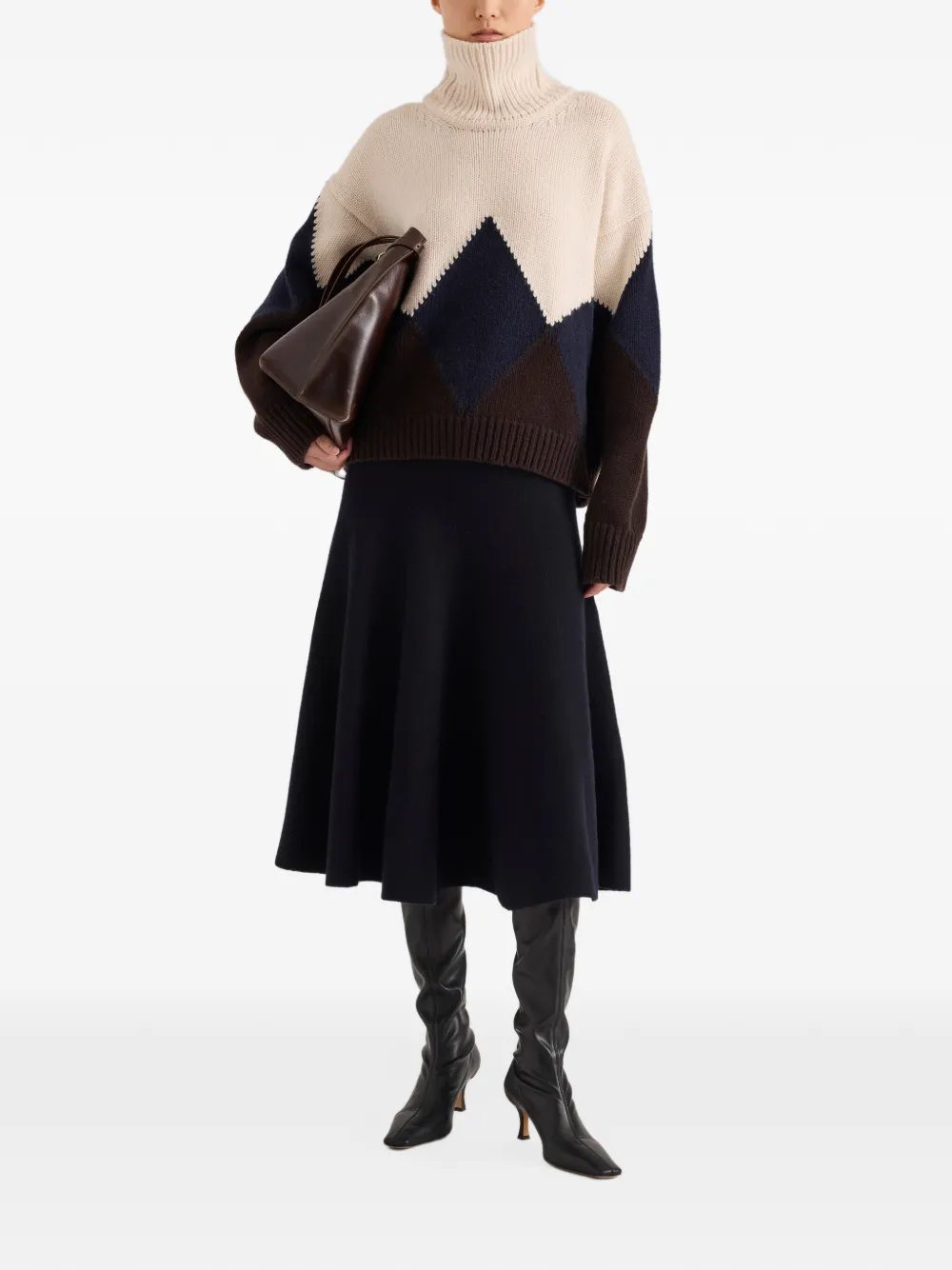 Proenza Schouler Oren intarsia turtleneck in cashmere wool Beige