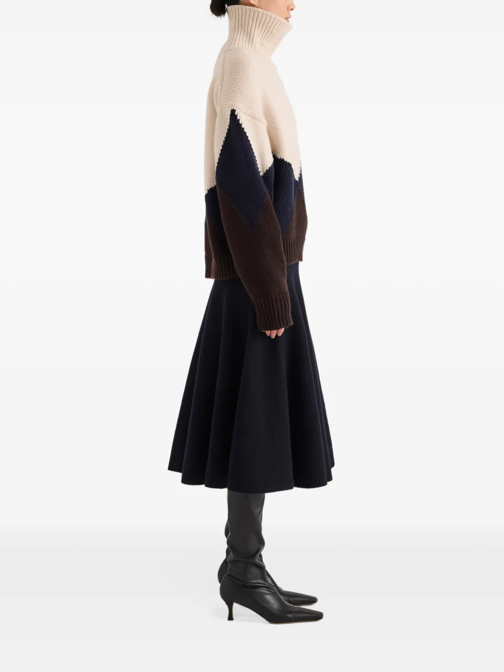 Proenza Schouler Oren intarsia turtleneck in cashmere wool Beige