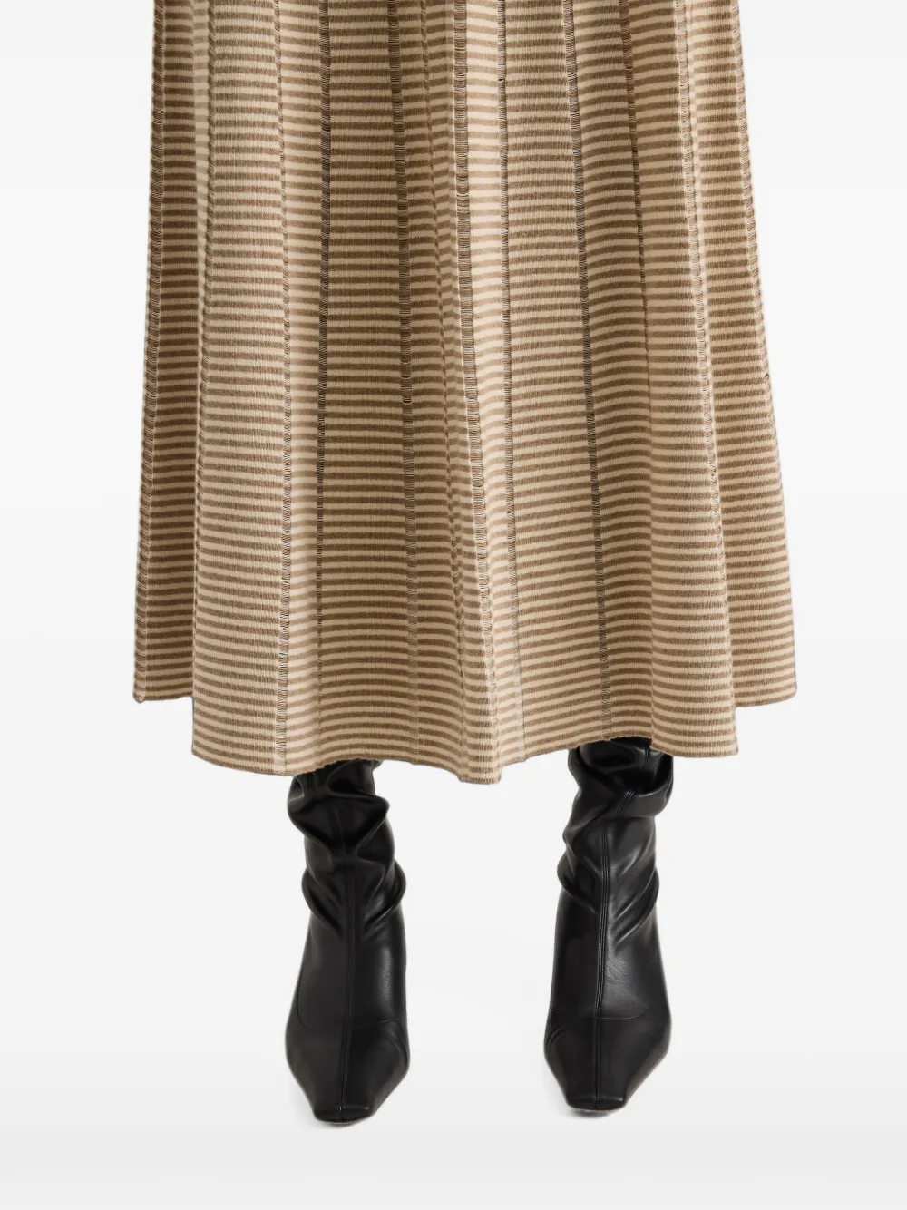 Proenza Schouler White Label Phyllis ladder-stripe midi skirt Beige