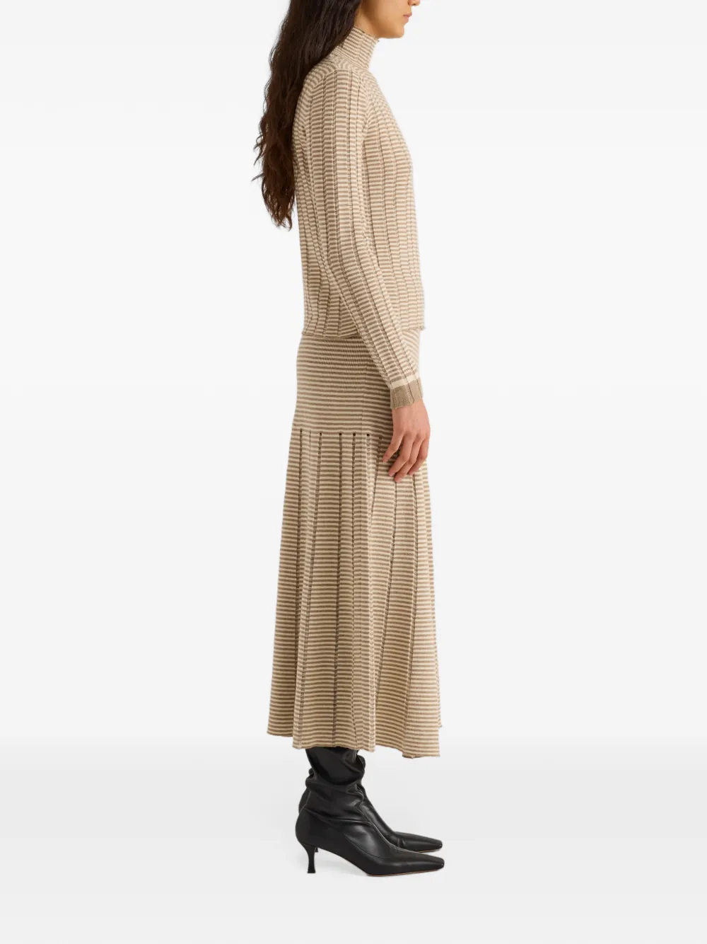 Proenza Schouler White Label Phyllis ladder-stripe midi skirt Beige