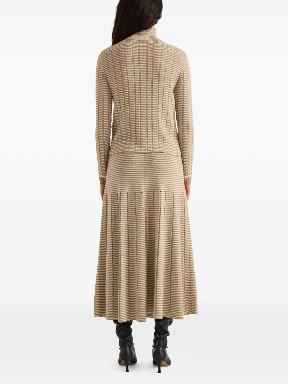 Proenza Schouler White Label Phyllis ladder-stripe midi skirt Beige