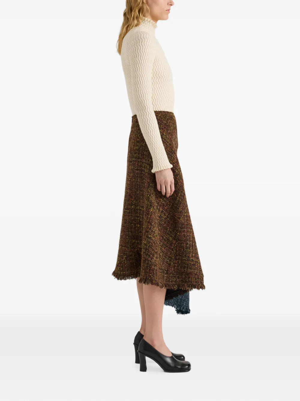 Proenza Schouler White Label Asymmetrische tweed midi-rok Bruin