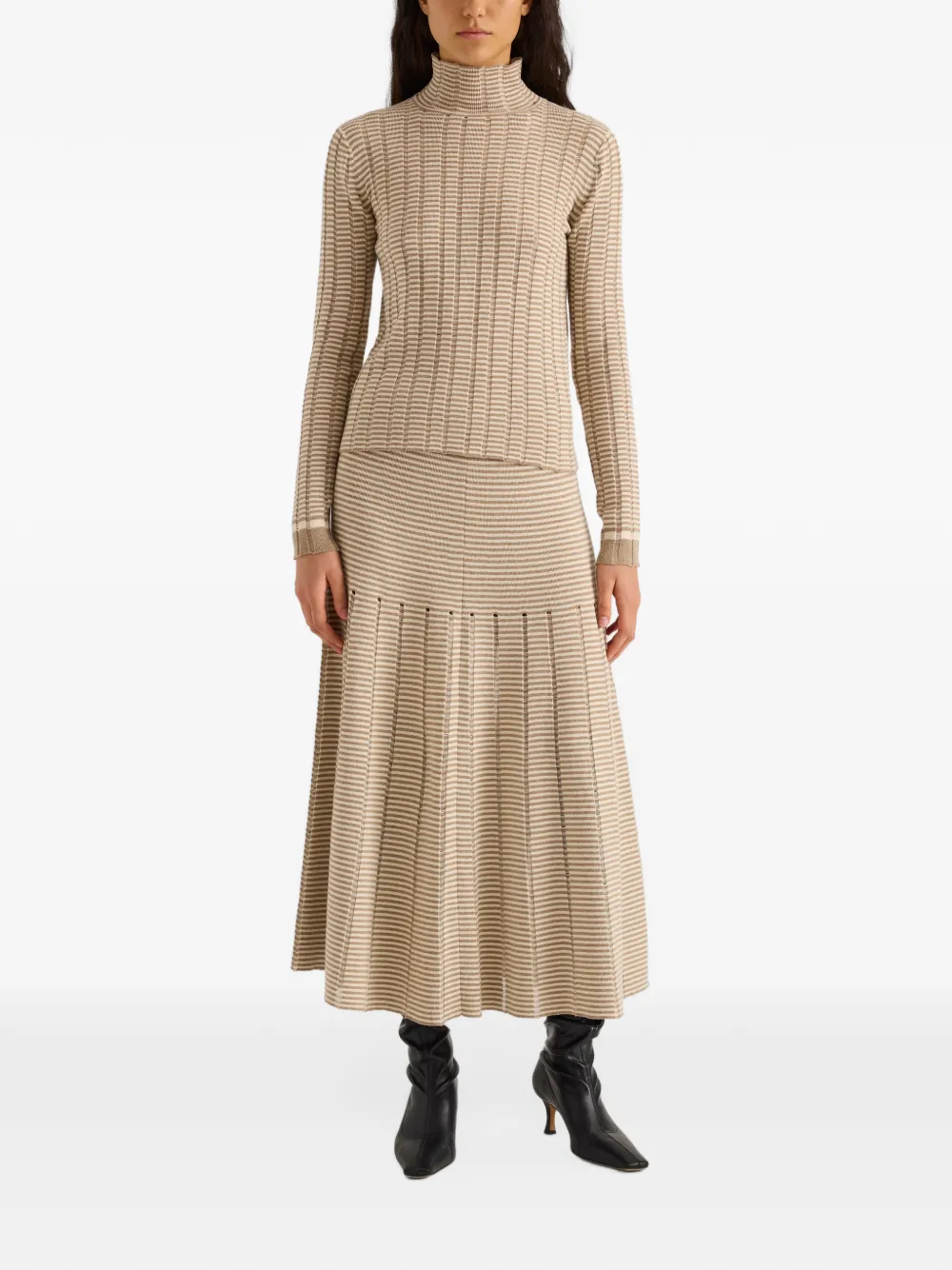 Proenza Schouler White Label Stina ladder-stripe turtleneck sweater Beige