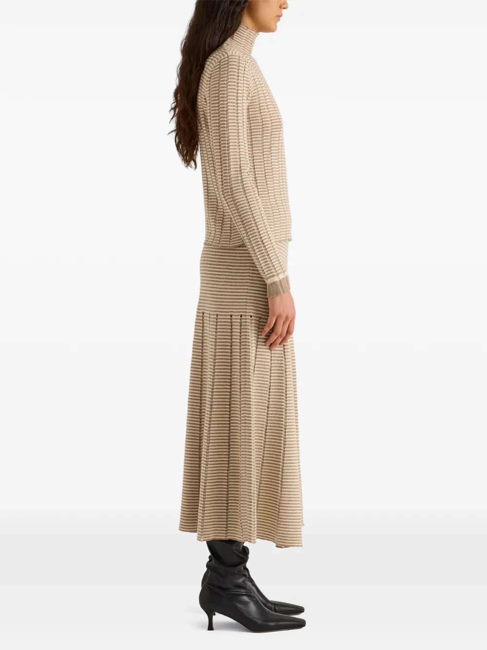 Proenza Schouler White Label Stina ladder-stripe turtleneck sweater Beige