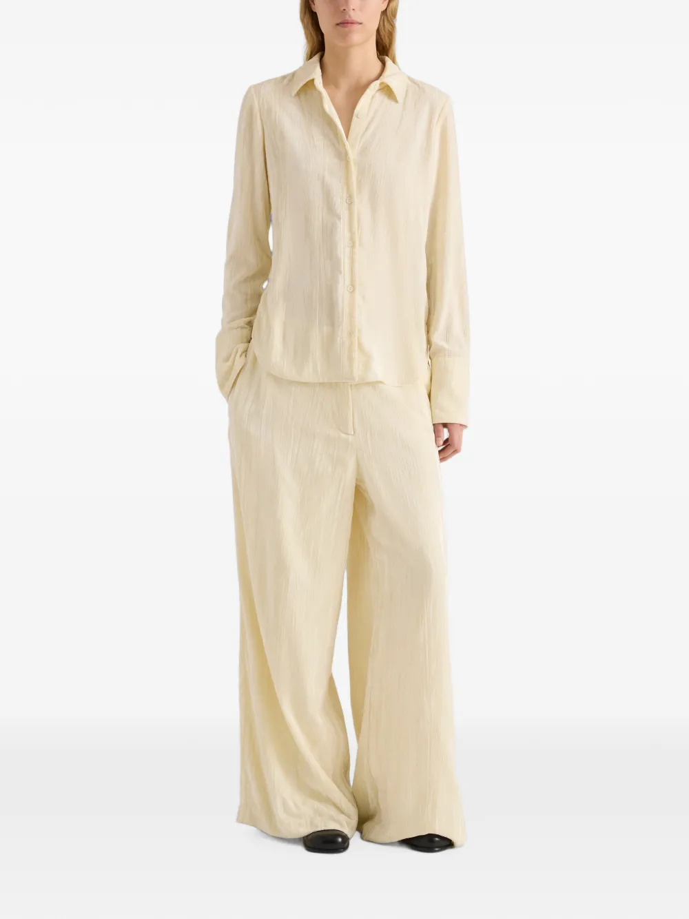 Proenza Schouler White Label Fluwelen blouse met gekreukt effect Beige