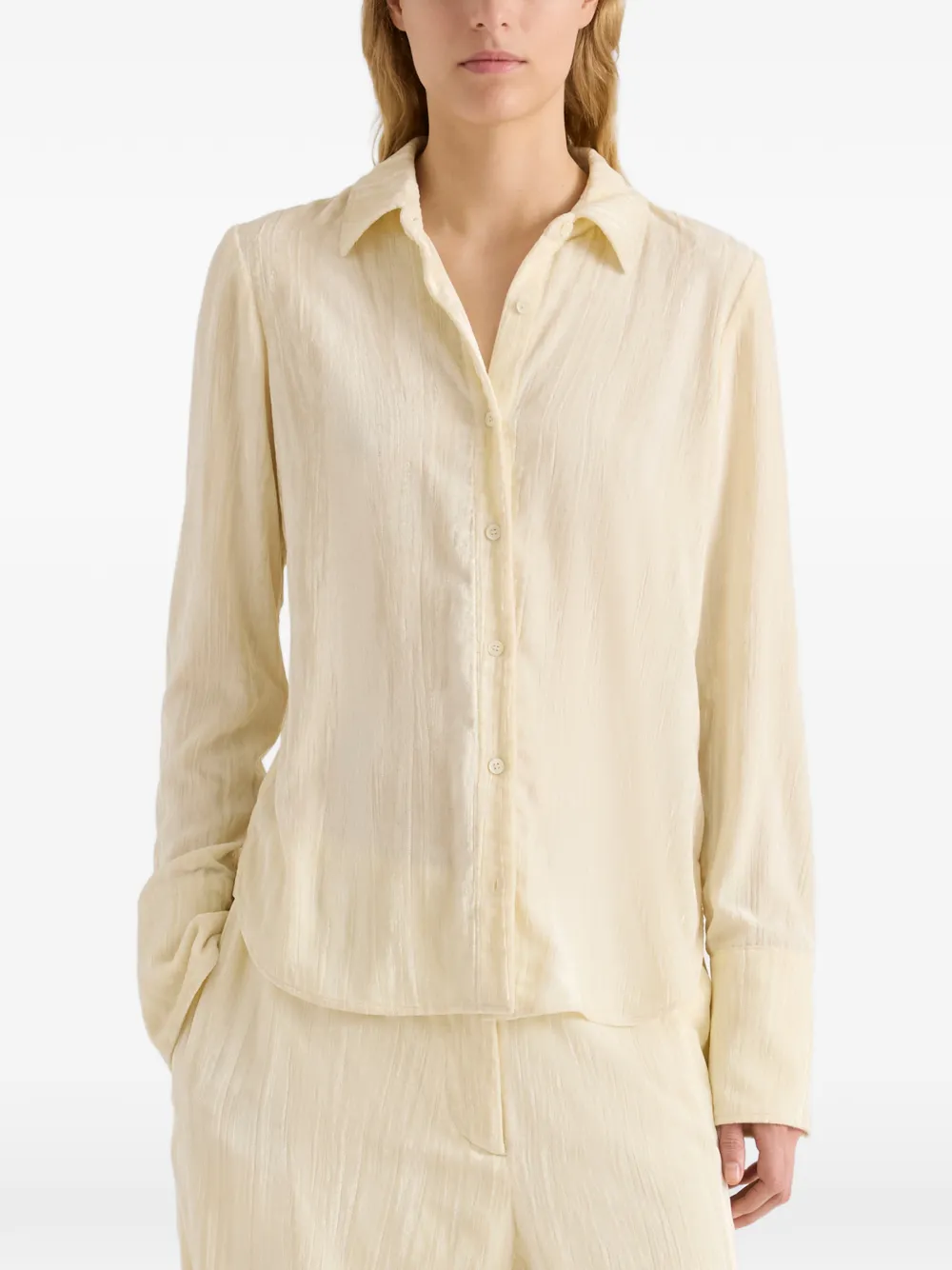 Proenza Schouler White Label Fluwelen blouse met gekreukt effect Beige
