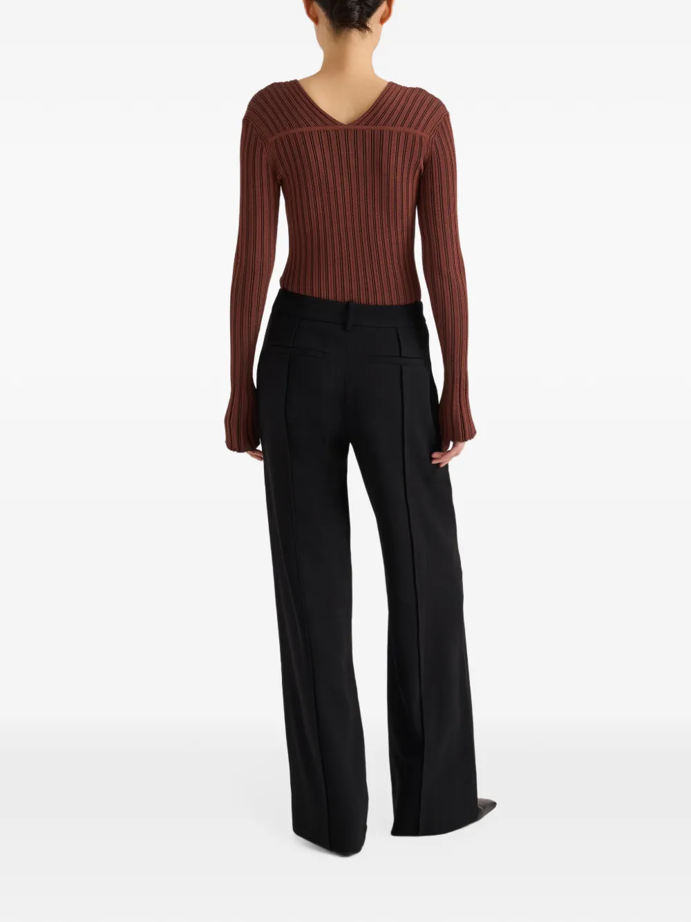 Proenza Schouler Roux top in viscose silk rib Bruin
