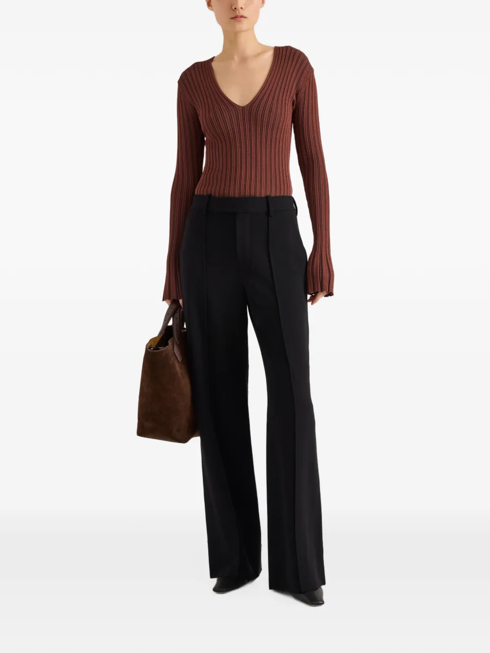 Proenza Schouler Roux top in viscose silk rib Bruin