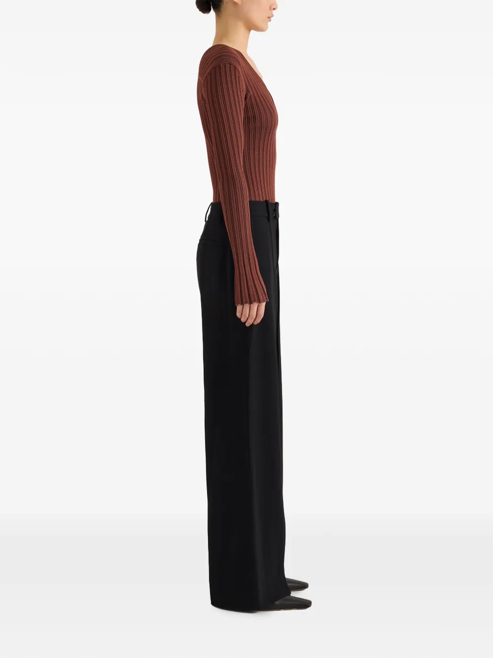 Proenza Schouler Roux top in viscose silk rib Bruin