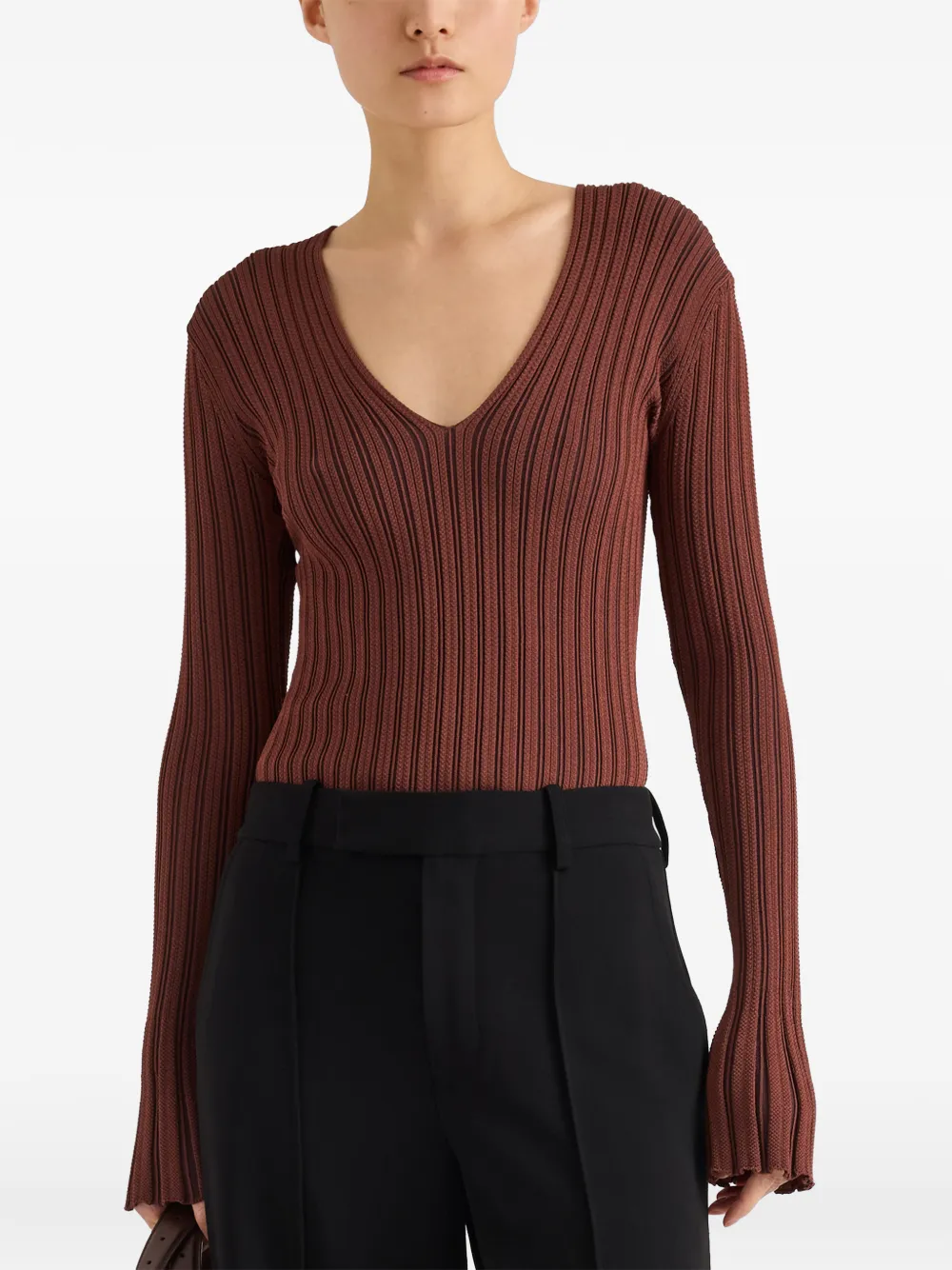 Proenza Schouler Roux top in viscose silk rib Bruin
